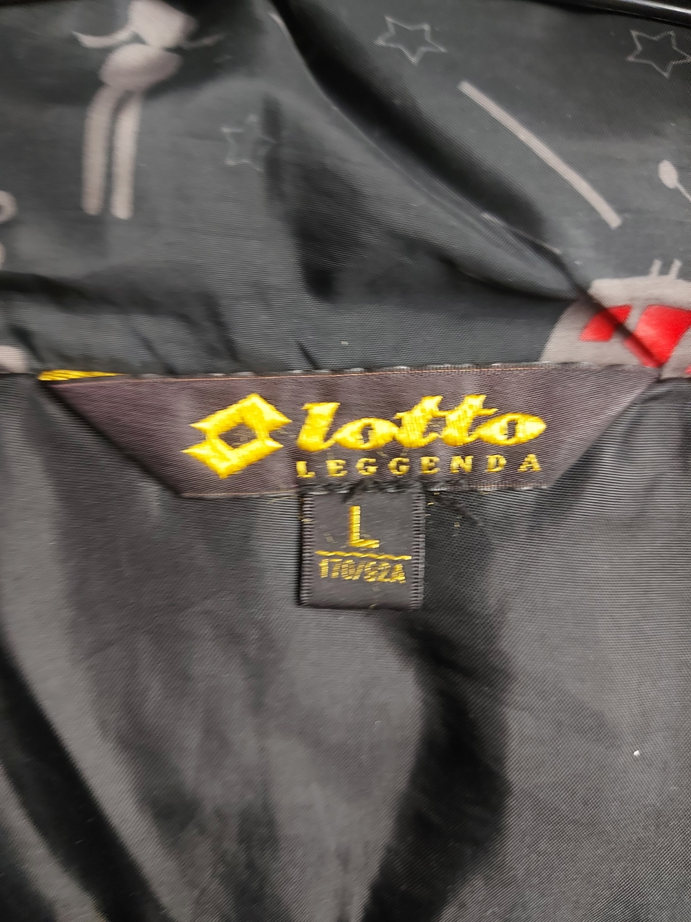 Lotto Leggenda Black Graphic Puffer Jacket Faux Fur Hood Size L - Picture 9 of 13